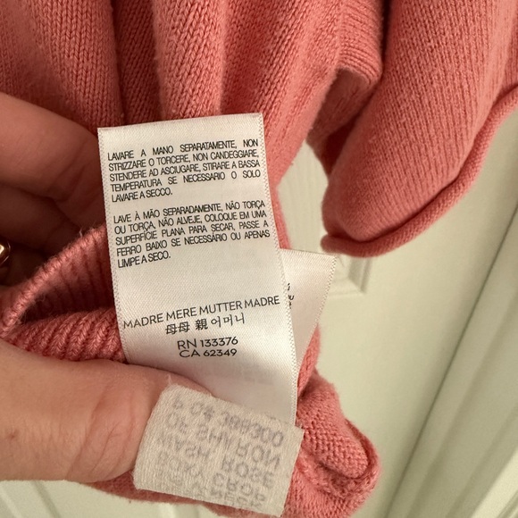 MOTHER The Boxy Crop V-Neck Short Sleeve Sweater Top Pink Size XS - Picture 8 of 11